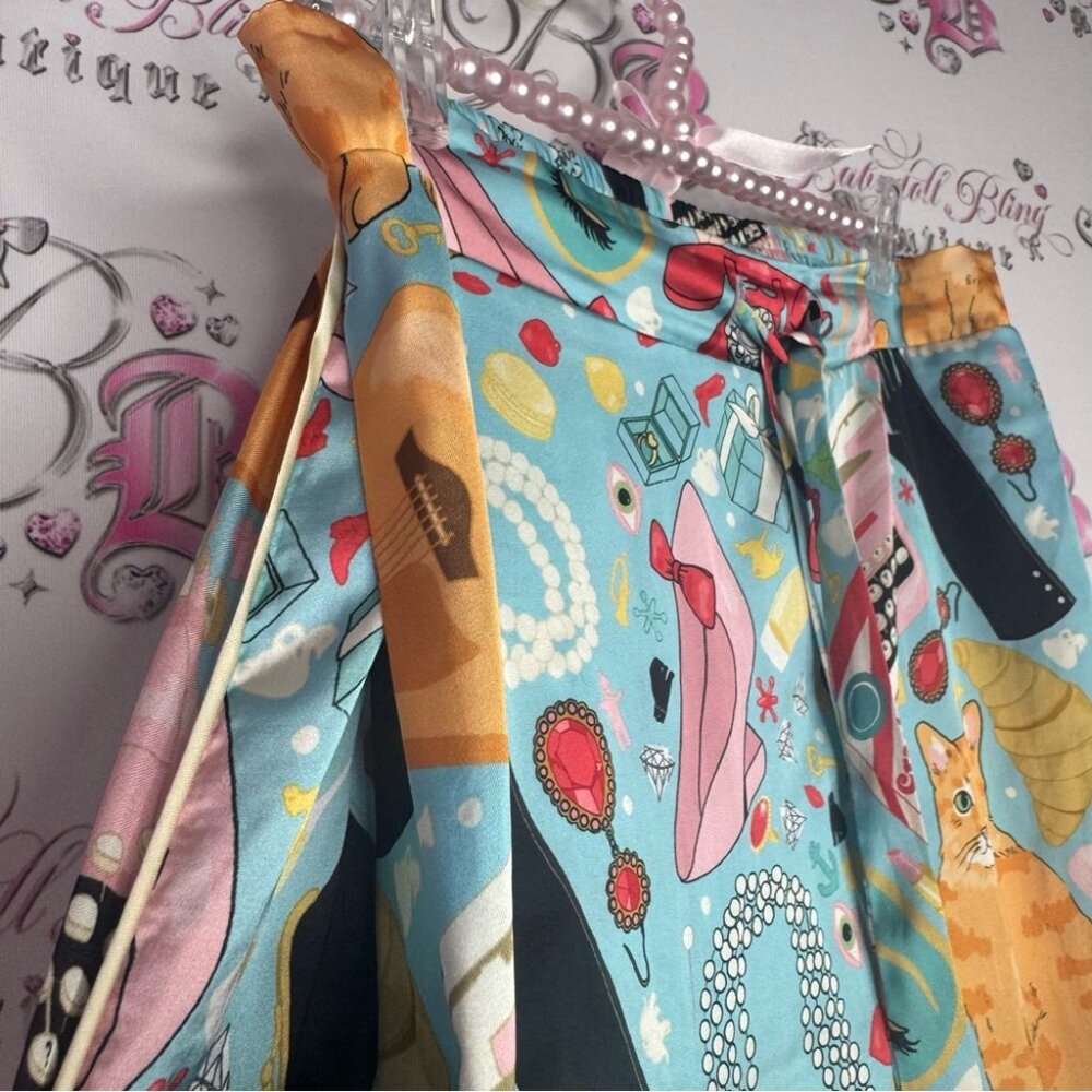Karen mabon pants pj Colorful Cat Print Pajama Pants gummy bears pearls phone - Picture 5 of 16